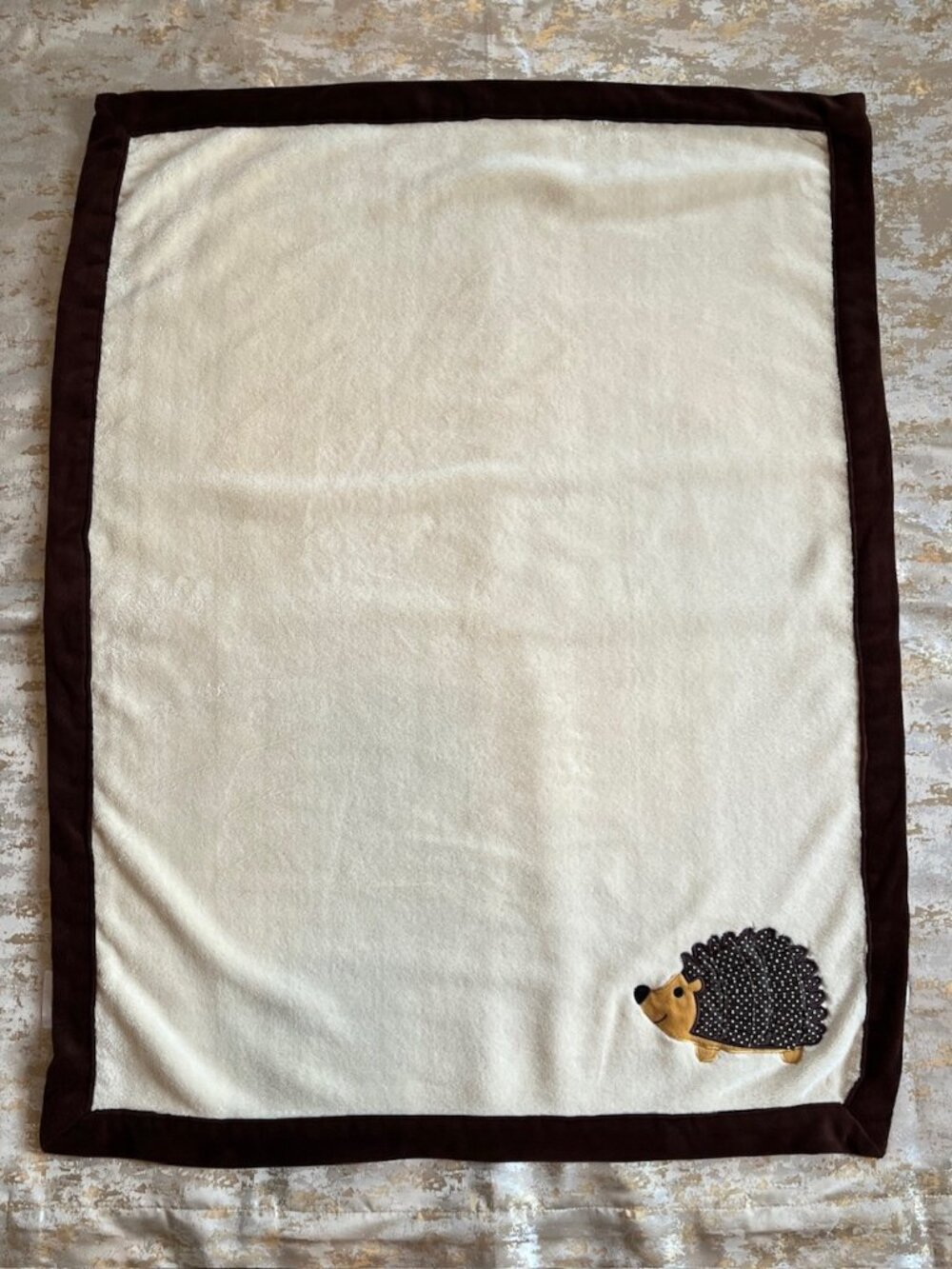 Lambs & Ivy Baby Blanket Beige Brown Hedgehog Porcupine Woodland Animal Security
